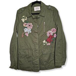 ⚡️Ashley 26 Cotton Jacket S Army Green Floral Embroidered Boho Bohemian Hippie
